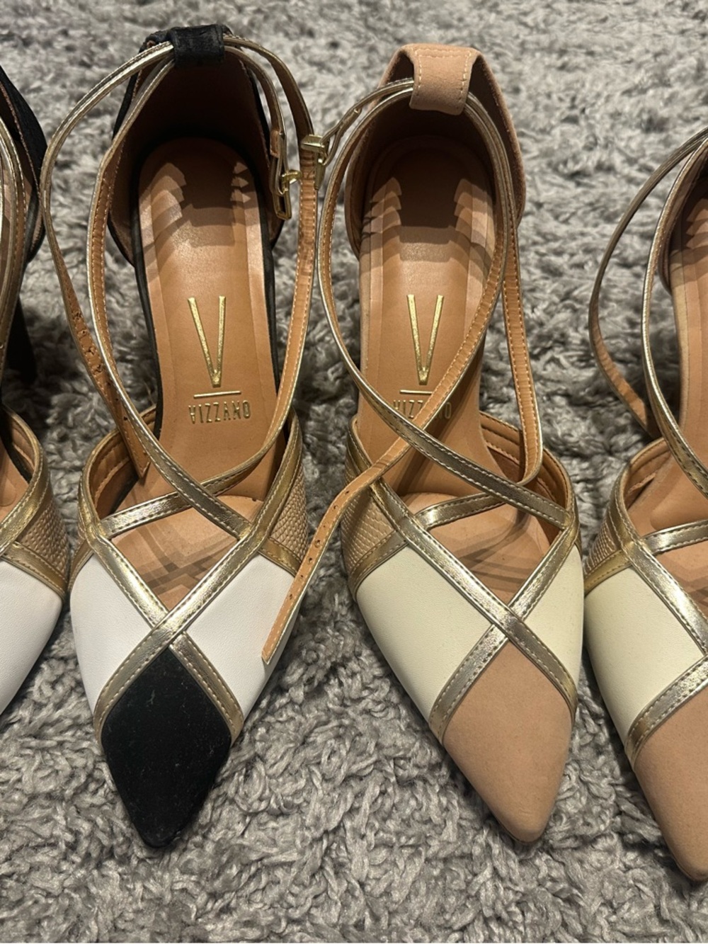 2x$50- Two pair BUNDLE- Women's Vizzano Two-Tone Pointed Toe Ankle Strap Pumps -